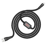 Кабель Hoco Micro USB с таймером S4 |1.2m, 2.4A| black