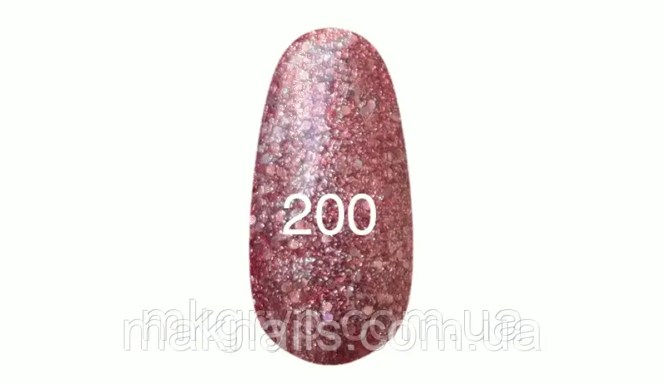 Гель-лак No 200 рудий із перламутром, блискітками 7 мл