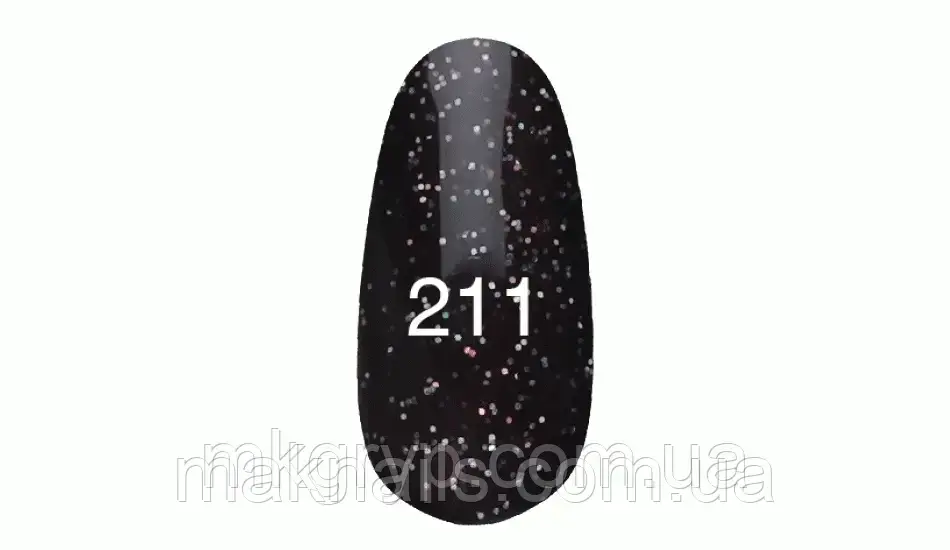 Гель-лак No 211 Темний каштановий (З дрібним голограмним глітером)