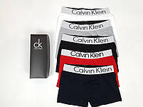 Боксери труси комплект 5шт Calvin Klein. Набір трусів для чоловіків у коробці Кельвін Кляйн. Спідня білизна набір, фото 7