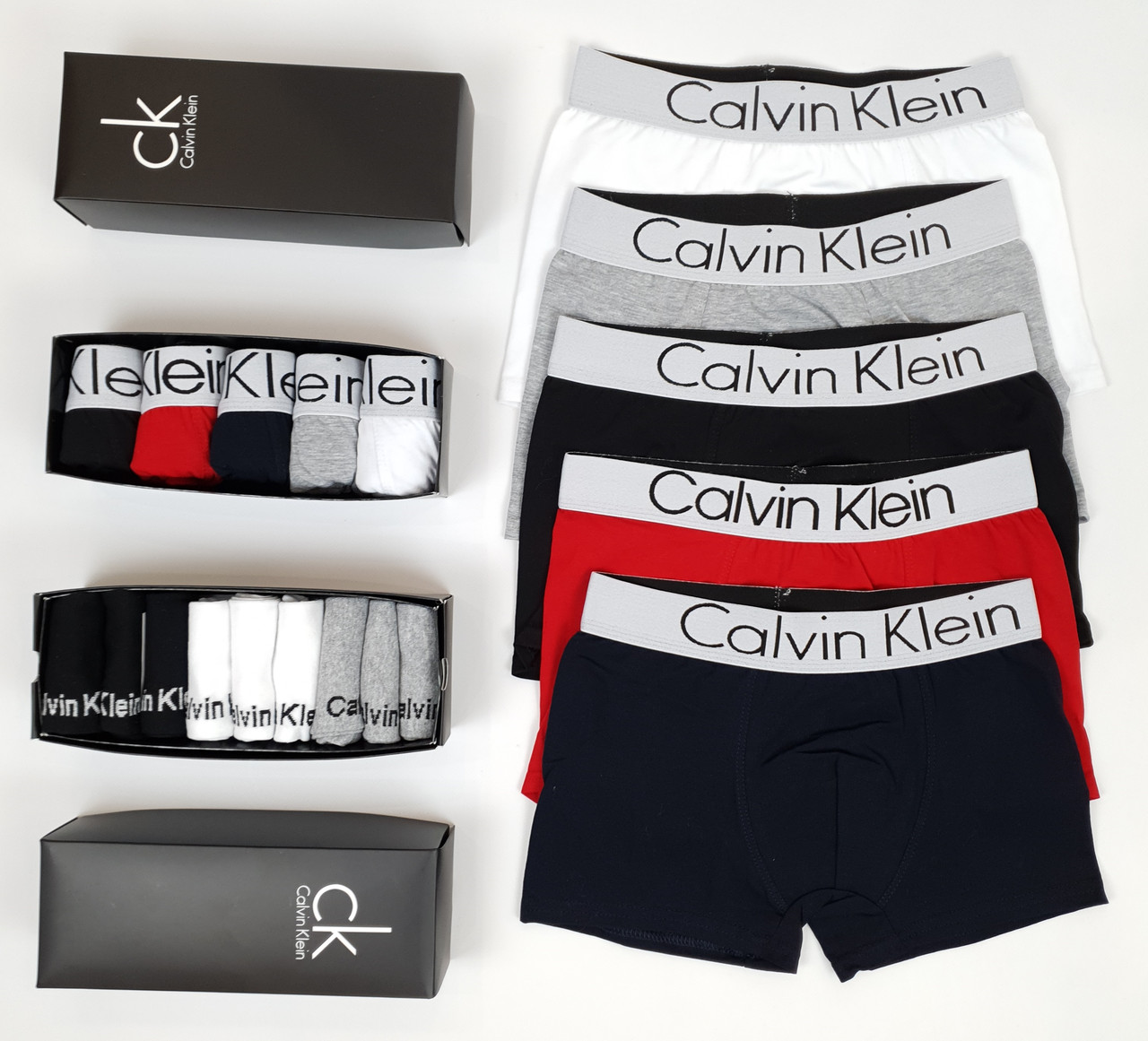Чоловічі труси боксери 5шт шкарпетки короткі 9 пар Calvin Klein. Спідня білизна чоловіча та шкарпетки низькі Кельвін Кляйн