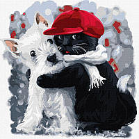 Картина по номерам Животные 'Кот и Пёс' 40*40 см Идейка KHO4267
