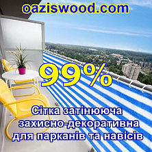 3м 99% - Сетка на забор, ограждения, защитно - декоративная. Колір біло-синій., фото 3