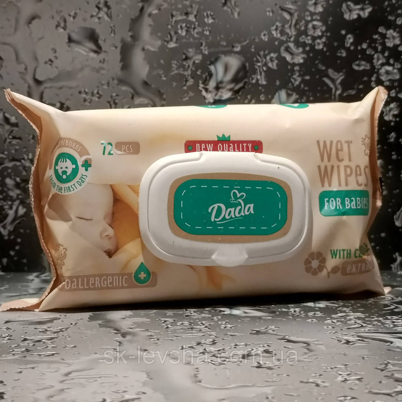Вологі серветки 72 шт. Dada Ромашка для дітей з перших днів життя, з клапаном, фото 1