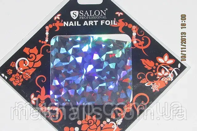 Фольга для лиття та дизайну нігтів у листі. Діамант голографія