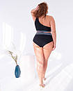 Жіночий роздільний чорний купальник на одне плече великі розміри, фото 2