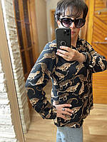 Блузка рубашка женская больших размеров с принтом леопард