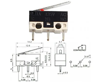 Кінцевий вимикач перемикач мікро з прапорцем KW-1 1 А прямий
