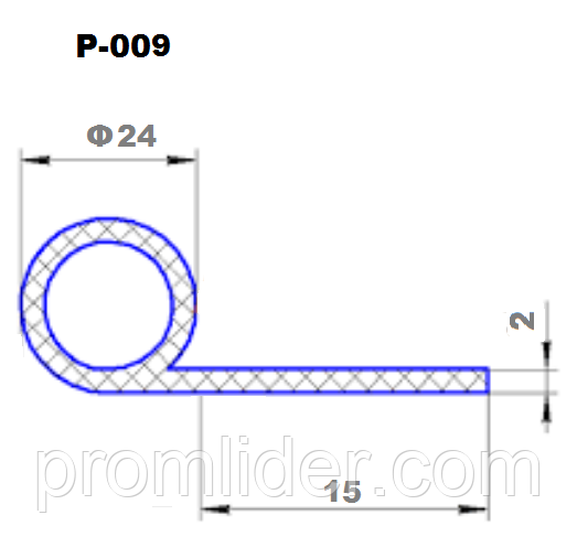 Профіль силіконовий Р-обр. ф24х2х15 мм (термостійкий)
