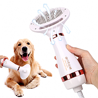 Гребінець фен для собак та кішок масажер щітка для грумінгу тварин Pet Grooming Dryer WN 10 2в1