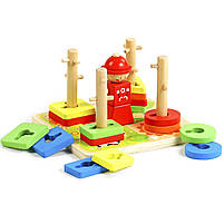 Сортер, логічна піраміда, дерево, 4FUN Game Club Wood, геометричні фігури, у кор., 18*12*18см. (79996), фото 2