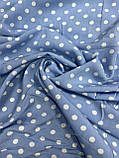 ТКАНИНА ШТАПЕЛЬ В ГОРОШОК СИНЬОГО КОЛЬОРУ, фото 2