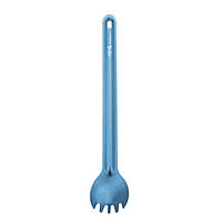 Ложка-вилка с длинной ручкой титановая TiTo Titanium, голубая