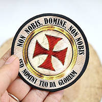 Нашивка з хрестом тамплієрів Non Nobis Domine Non Nobis Sed Nomini Tuo Da Gloriam на клейовій основі