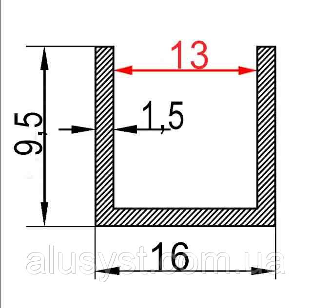13мм / 16х9,5х1,5 швелер 50см / без покриття
