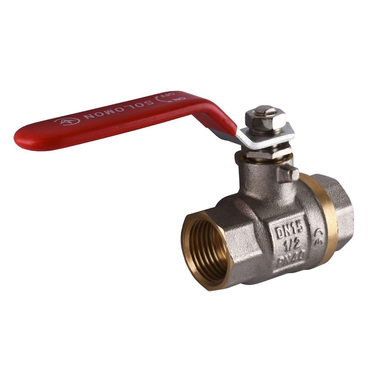 Кран кульовий прямий Solomon 1/2″ внутрішня-внутрішня КР PN40 B1001 | 000015014, фото 1