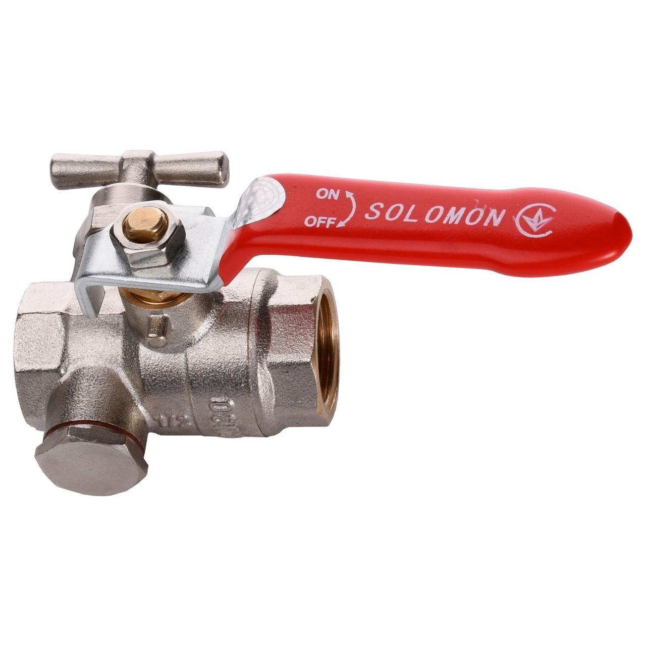 Кран кульовий з спускником повітря Solomon 1/2″ B1018 | 000001901