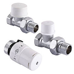 Крани радіаторні прямі ARCO 1/2″ подача + обратка + термоголовка KCT02 М30 | 000004853