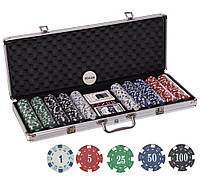 Покерний набір на 500 фішок із номіналом у кейсі. 11,5g-chips