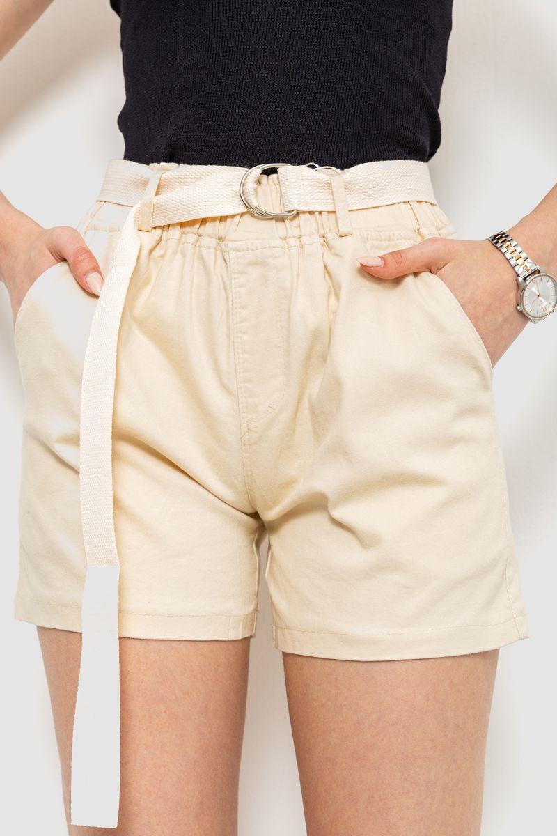 Шорти жіночі з ременем, колір світло-бежевий, 214R639, фото 1