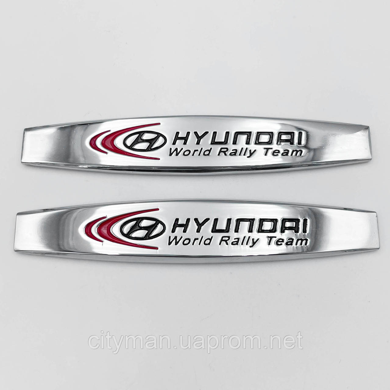 Эмблема наклейка Hyundai World Rally Team (Хюндай) Хром на переднее ...