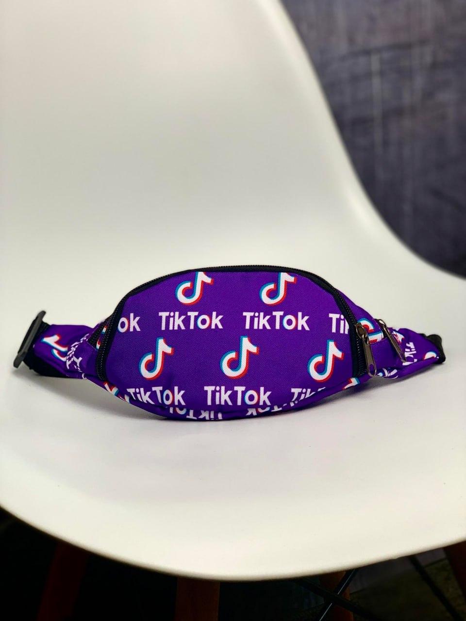 Бананка поясна чоловіча tik tok фіолетова сумка на пояс із принтом сумка через плече спортивна