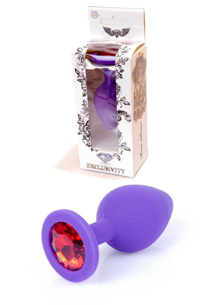 Анальна пробка з каменем Plug-Jewellery Purple Silicon PLUG Medium- Red Diamond розмір М