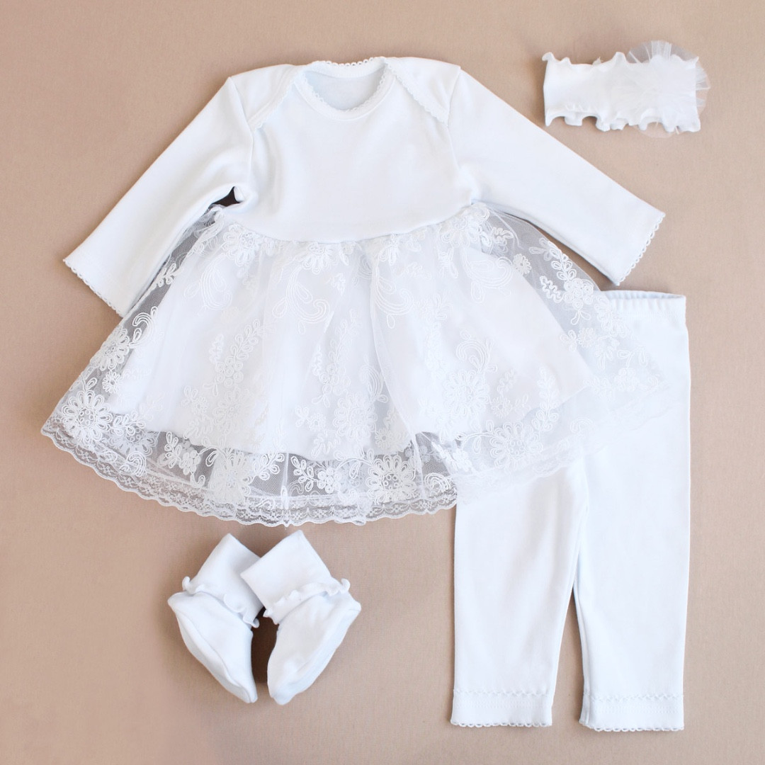 Нарядне плаття на хрещення та виписки, Плаття для новонародженої дівчинки, Красива хрестильна сукня