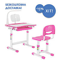 Комплект детская парта со стульчиком + настольная светодиодная лампа для девочки FunDesk Bellissima Pink