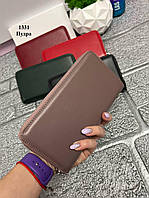 Натуральна шкіра. Пудра - стильний великий вмісткий жіночий гаманець на магніті, у коробці, 20х10 см (1331)