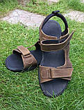 Denim чоловічі коричневі сандалі, босоніжки з натуральної шкіри (крейзі), сандалії універсальні, практичні., фото 6