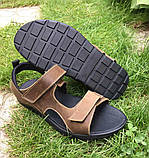 Denim чоловічі коричневі сандалі, босоніжки з натуральної шкіри (крейзі), сандалії універсальні, практичні., фото 5