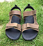 Denim чоловічі коричневі сандалі, босоніжки з натуральної шкіри (крейзі), сандалії універсальні, практичні., фото 7