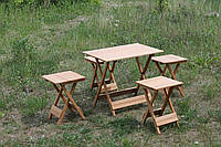 Раскладной деревянный столик со стульями 4 шт для пикника (72х48) Комплект садовой складной мебели