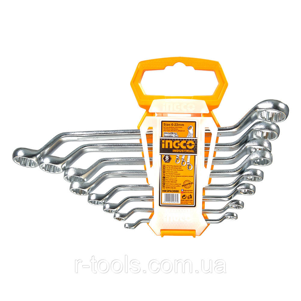 Комплект ключів гайкових накидних вигнутих 6-22 мм INGCO INDUSTRIAL HKSPA3088