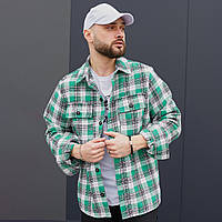 Мужская стильная Рубашка Intruder на пуговицах с карманами зеленая в клетку размер S