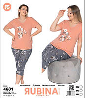 Пижама женская Rubina Secret размером 4XL(54-56). Комплект для дома и сна батального размера Футболка и бриджи