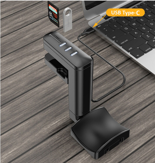 Тримач для навушників + USB хаб 2.0 Hook 03 з кабелем Type-C