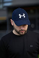 Синяя кепка Under Armour мужская хлопковая универсальная , Стильная бейсболка Андер Армор синяя с вышиты trek