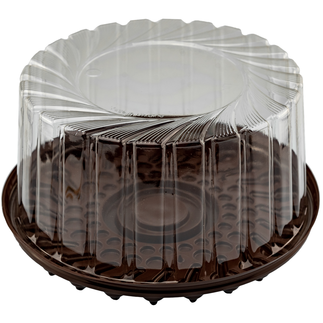 Пластикова упаковка для торту коричнева 23см