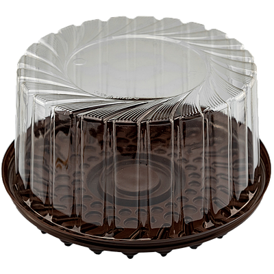 Пластикова упаковка для торту коричнева 23см