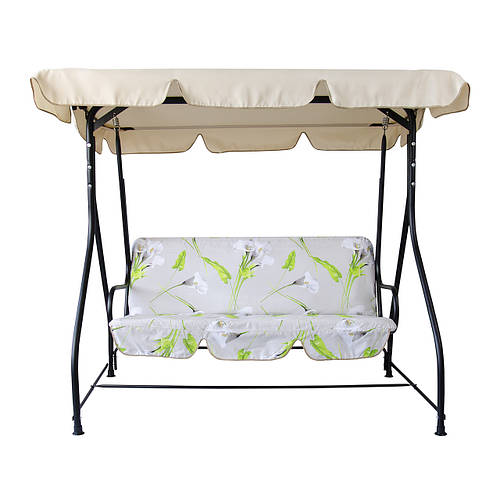 Качели садовые "Вероника" (Бязь, Белые калы), в кор. 190*67*16см, ТМ ...