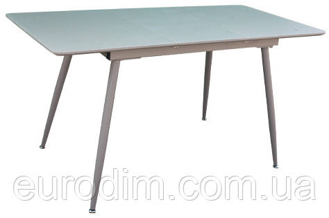 Стол обеденный раскладной стеклянный с МДФ серо-бежевый сатин DAOSUN DT 859 new, фото 2