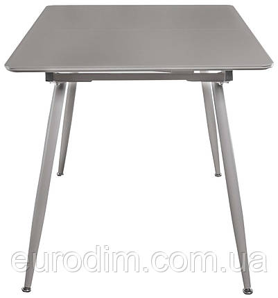 Стол обеденный раскладной стеклянный с МДФ серо-бежевый сатин DAOSUN DT 859 new, фото 3