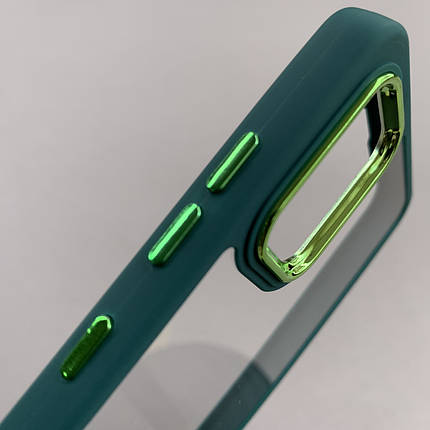 Чохол для Samsung Galaxy А51 прозорий чохол з кольоровою окантовкою на телефон самсунг а51 темно-зелений l1n, фото 2