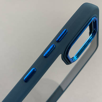 Чохол для Samsung Galaxy А51 прозорий чохол з кольоровою окантовкою на телефон самсунг а51 темно-синій l1n, фото 2