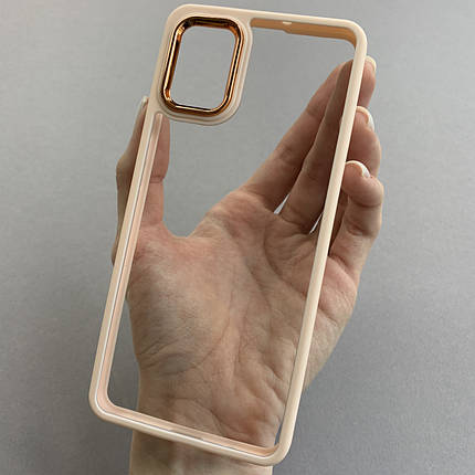 Чохол для Samsung Galaxy А51 прозорий чохол з кольоровою окантовкою на телефон самсунг а51 бежевий l1n, фото 1