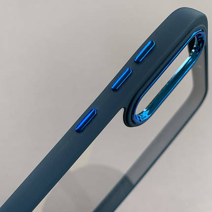 Чохол для Samsung Galaxy А50s прозорий чохол з кольоровим окантуванням на самсунг а50с темно-синій l1n, фото 2