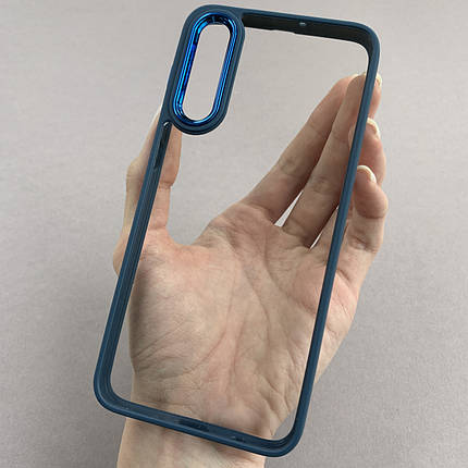 Чохол для Samsung Galaxy А50s прозорий чохол з кольоровим окантуванням на самсунг а50с темно-синій l1n, фото 1