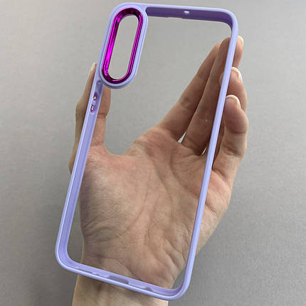 Чохол для Samsung Galaxy А50s прозорий чохол з кольоровою окантовкою на телефон самсунг а50с бузковий l1n, фото 1